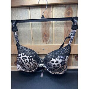 Victorias Secret Leopard Print 38C Lined Perfect Coverage Bra With Lace Trim